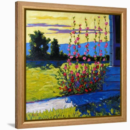 Early Morning Hollyhocks-Patty Baker-Framed Stretched Canvas