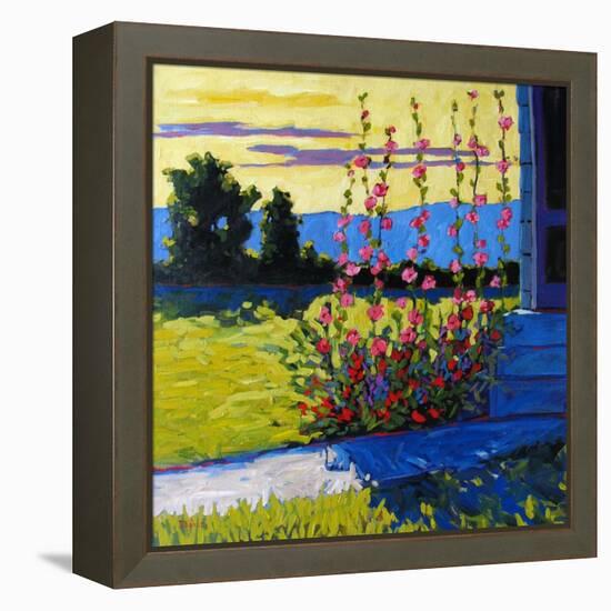Early Morning Hollyhocks-Patty Baker-Framed Stretched Canvas