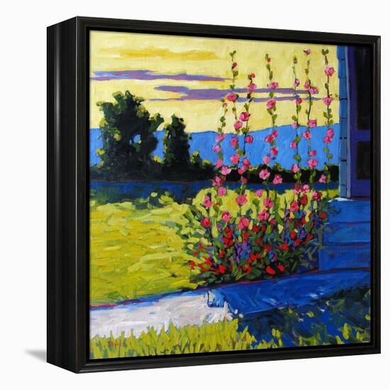 Early Morning Hollyhocks-Patty Baker-Framed Stretched Canvas