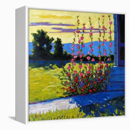 Early Morning Hollyhocks-Patty Baker-Framed Stretched Canvas