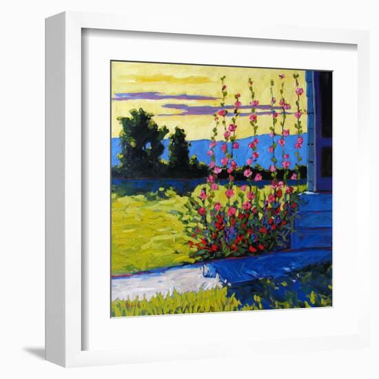 Early Morning Hollyhocks-Patty Baker-Framed Art Print