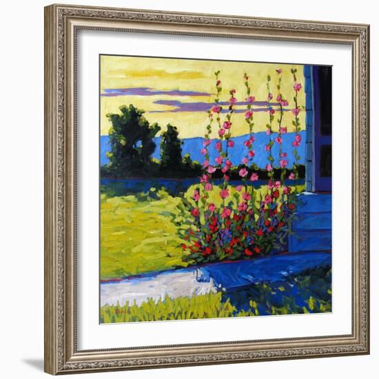 Early Morning Hollyhocks-Patty Baker-Framed Art Print