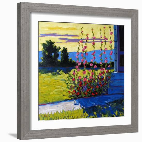 Early Morning Hollyhocks-Patty Baker-Framed Art Print