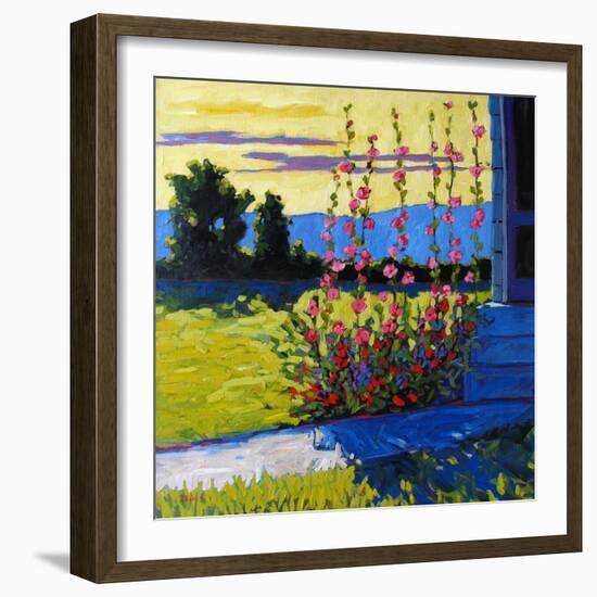 Early Morning Hollyhocks-Patty Baker-Framed Art Print