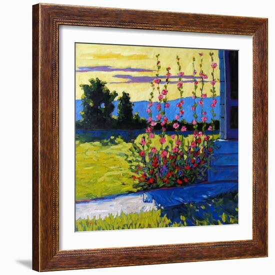 Early Morning Hollyhocks-Patty Baker-Framed Art Print