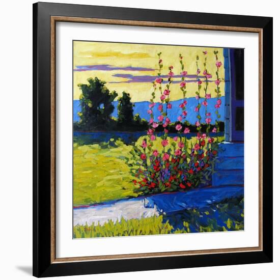 Early Morning Hollyhocks-Patty Baker-Framed Art Print