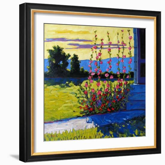 Early Morning Hollyhocks-Patty Baker-Framed Art Print