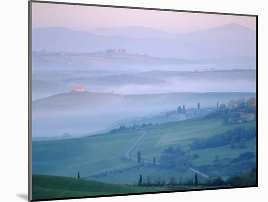 Early Morning Landscape Near Pienza, Siena, Tuscany, Italy-Bruno Morandi-Mounted Photographic Print