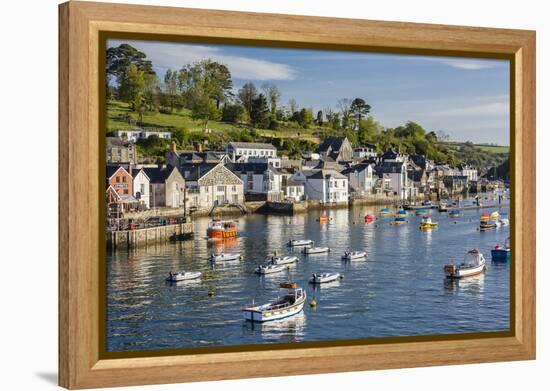 Early Morning Light on Small Boats at Anchor in the Harbour at Fowey, Cornwall, England-Michael Nolan-Framed Premier Image Canvas