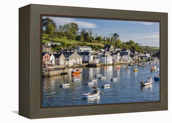 Early Morning Light on Small Boats at Anchor in the Harbour at Fowey, Cornwall, England-Michael Nolan-Framed Premier Image Canvas