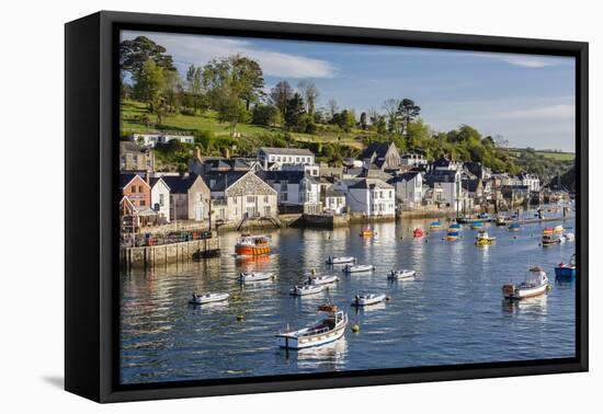 Early Morning Light on Small Boats at Anchor in the Harbour at Fowey, Cornwall, England-Michael Nolan-Framed Premier Image Canvas