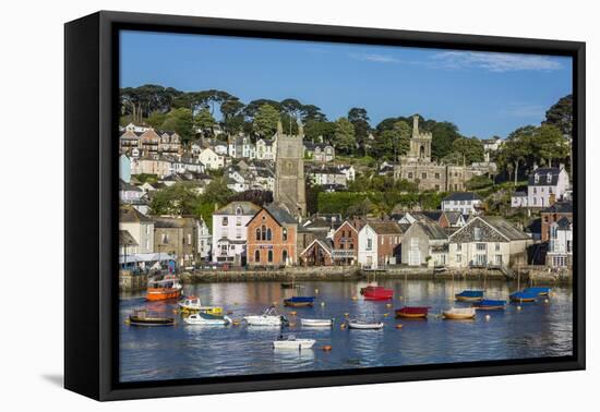 Early Morning Light on Small Boats at Anchor in the Harbour at Fowey, Cornwall, England-Michael Nolan-Framed Premier Image Canvas