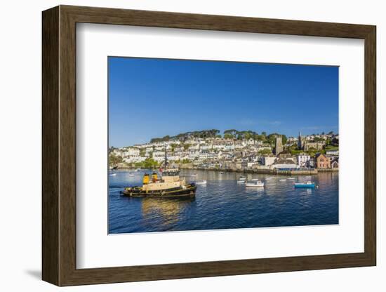 Early Morning Light on Small Boats at Anchor in the Harbour at Fowey, Cornwall, England-Michael Nolan-Framed Photographic Print