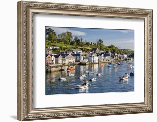 Early Morning Light on Small Boats at Anchor in the Harbour at Fowey, Cornwall, England-Michael Nolan-Framed Photographic Print