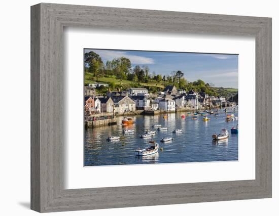 Early Morning Light on Small Boats at Anchor in the Harbour at Fowey, Cornwall, England-Michael Nolan-Framed Photographic Print