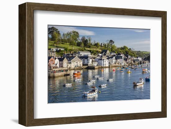 Early Morning Light on Small Boats at Anchor in the Harbour at Fowey, Cornwall, England-Michael Nolan-Framed Photographic Print