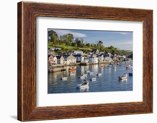 Early Morning Light on Small Boats at Anchor in the Harbour at Fowey, Cornwall, England-Michael Nolan-Framed Photographic Print