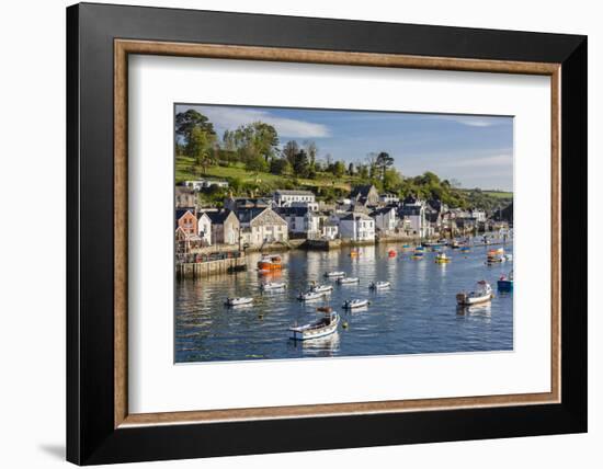 Early Morning Light on Small Boats at Anchor in the Harbour at Fowey, Cornwall, England-Michael Nolan-Framed Photographic Print