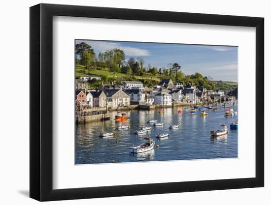 Early Morning Light on Small Boats at Anchor in the Harbour at Fowey, Cornwall, England-Michael Nolan-Framed Photographic Print