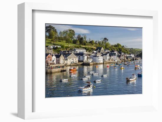 Early Morning Light on Small Boats at Anchor in the Harbour at Fowey, Cornwall, England-Michael Nolan-Framed Photographic Print