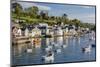 Early Morning Light on Small Boats at Anchor in the Harbour at Fowey, Cornwall, England-Michael Nolan-Mounted Photographic Print