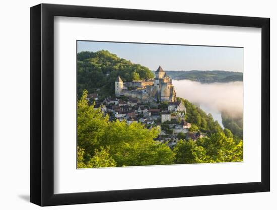 Early Morning Mist, Chateau De Castelnaud, Castelnaud, Dordogne, Aquitaine, France-Peter Adams-Framed Photographic Print