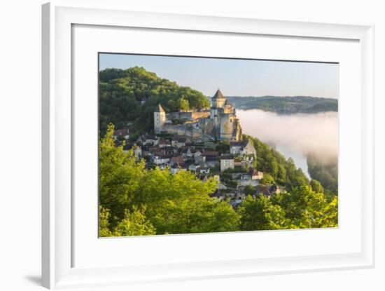 Early Morning Mist, Chateau De Castelnaud, Castelnaud, Dordogne, Aquitaine, France-Peter Adams-Framed Photographic Print