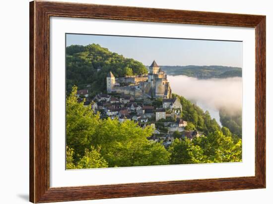 Early Morning Mist, Chateau De Castelnaud, Castelnaud, Dordogne, Aquitaine, France-Peter Adams-Framed Photographic Print