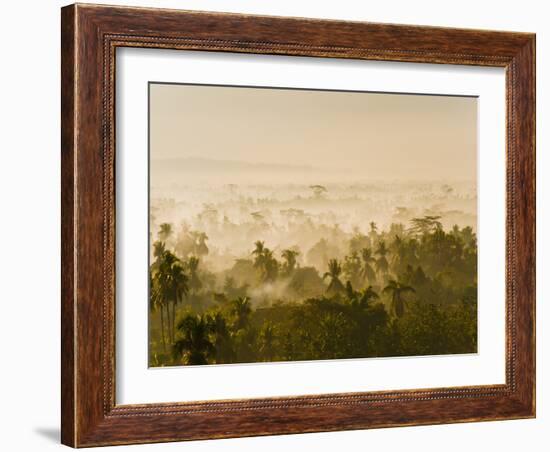 Early Morning Mist on the Kedu Plain at Sunrise from the Borobudur Temple, Java, Indonesia-Matthew Williams-Ellis-Framed Photographic Print