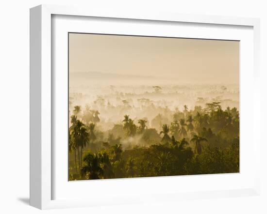 Early Morning Mist on the Kedu Plain at Sunrise from the Borobudur Temple, Java, Indonesia-Matthew Williams-Ellis-Framed Photographic Print