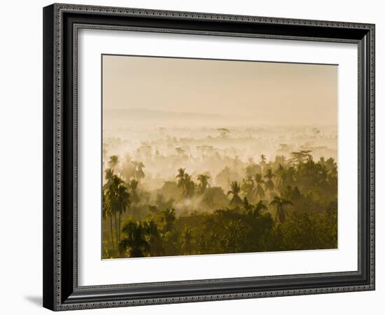 Early Morning Mist on the Kedu Plain at Sunrise from the Borobudur Temple, Java, Indonesia-Matthew Williams-Ellis-Framed Photographic Print