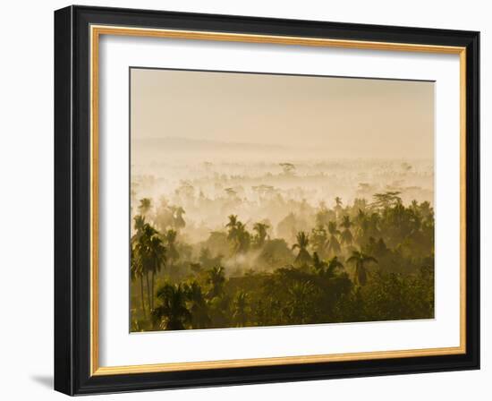 Early Morning Mist on the Kedu Plain at Sunrise from the Borobudur Temple, Java, Indonesia-Matthew Williams-Ellis-Framed Photographic Print