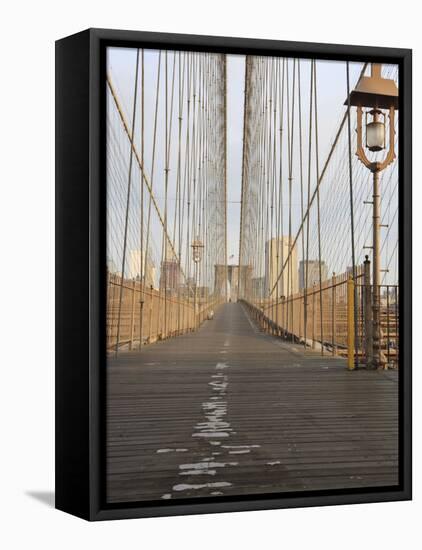 Early Morning on Brooklyn Bridge-Amanda Hall-Framed Premier Image Canvas