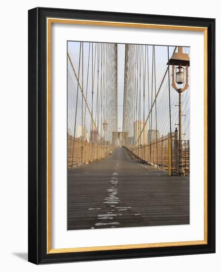 Early Morning on Brooklyn Bridge-Amanda Hall-Framed Photographic Print