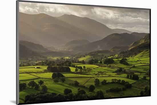 Early morning sunlight illuminates the rolling countryside near Keswick in the Lake District, Cumbr-Adam Burton-Mounted Photographic Print