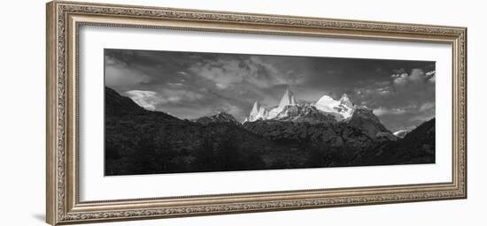 Early morning sunlight on mountain peaks, El Chalten/Mount Fitz Roy, Los Glaciares National Park...-Panoramic Images-Framed Photographic Print