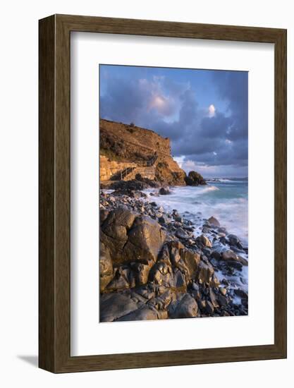 Early morning sunshine at Bamaluz Point, St Ives, Cornwall, England.-Adam Burton-Framed Photographic Print