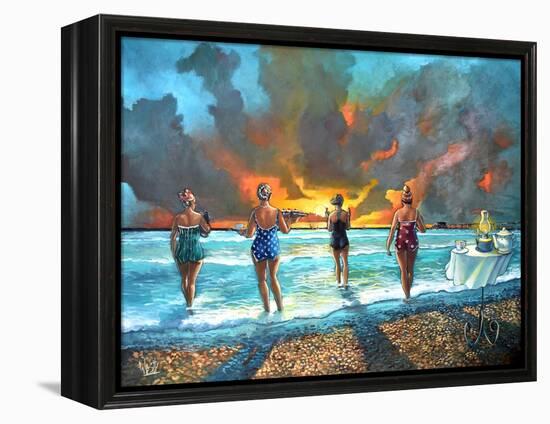 Early Morning Swim - With Cat-Ronald West-Framed Stretched Canvas