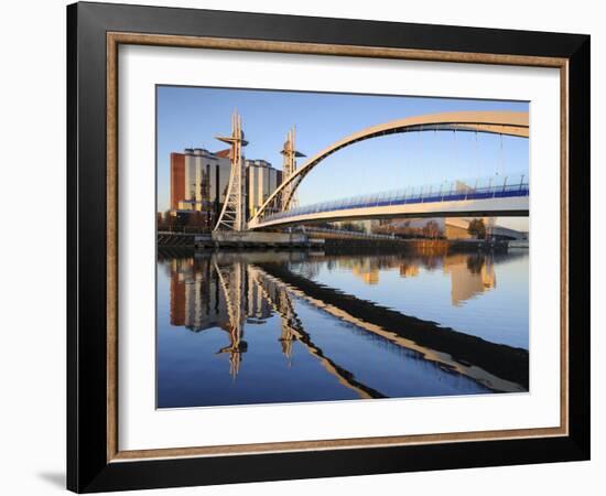 Early Morning View of the Millennium Bridge, Salford Quays, Manchester, Greater Manchester, England-Chris Hepburn-Framed Photographic Print