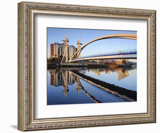 Early Morning View of the Millennium Bridge, Salford Quays, Manchester, Greater Manchester, England-Chris Hepburn-Framed Photographic Print