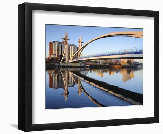 Early Morning View of the Millennium Bridge, Salford Quays, Manchester, Greater Manchester, England-Chris Hepburn-Framed Photographic Print