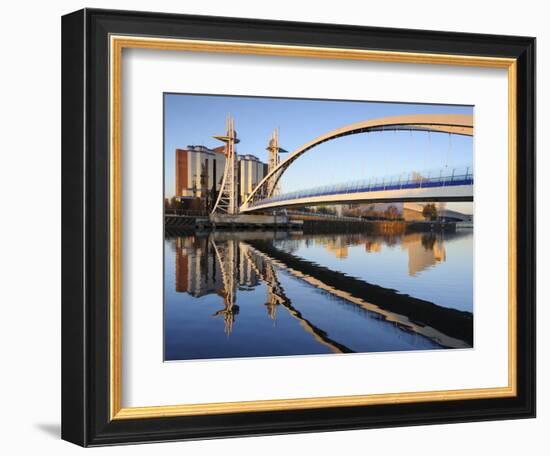 Early Morning View of the Millennium Bridge, Salford Quays, Manchester, Greater Manchester, England-Chris Hepburn-Framed Photographic Print