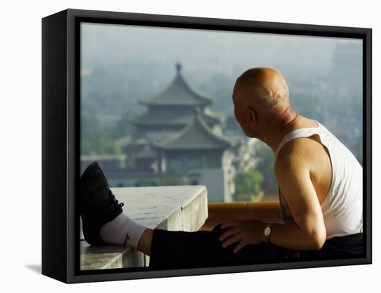 Early Morning Yoga and Stretching at Wanchun Pavilion Jingshan Park, Beijing, China-Christian Kober-Framed Premier Image Canvas