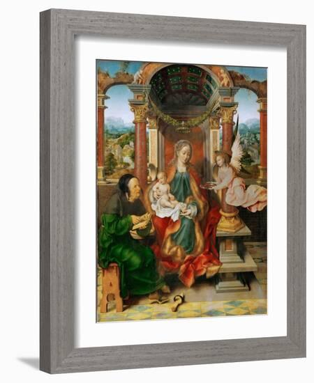 Early Netherlandish Art : the Madonna and Child with Saint Joseph (Winged Altar, Central Panel) Par-Joos van Cleve-Framed Giclee Print