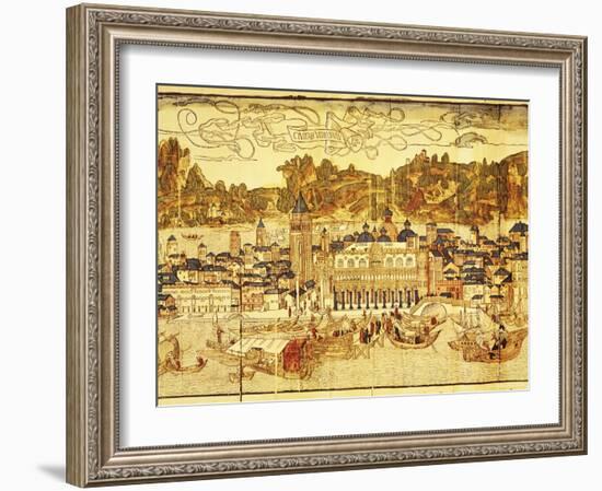 Early Panorama of Venice Dating from the 15th Century, Sansovino Library, Venice, Veneto, Italy-Adam Woolfitt-Framed Photographic Print