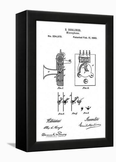 Early Recording Device: the Berliner Microphone Patent, 1880-null-Framed Stretched Canvas