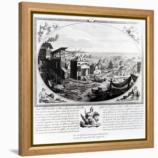 Early Settlement of Venice (Engraving) (Also See 316845)-Italian-Framed Premier Image Canvas