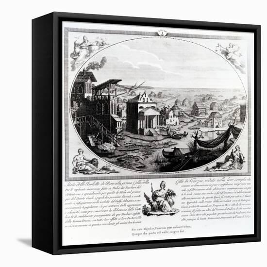 Early Settlement of Venice (Engraving) (Also See 316845)-Italian-Framed Premier Image Canvas