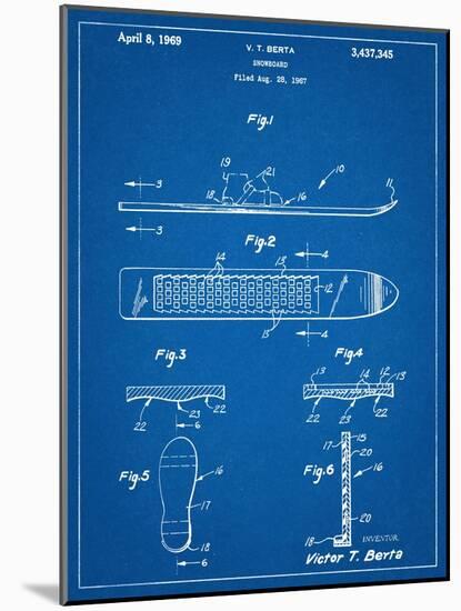 Early Snowboard Patent-null-Mounted Art Print