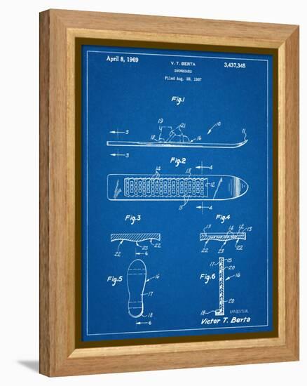 Early Snowboard Patent-null-Framed Stretched Canvas